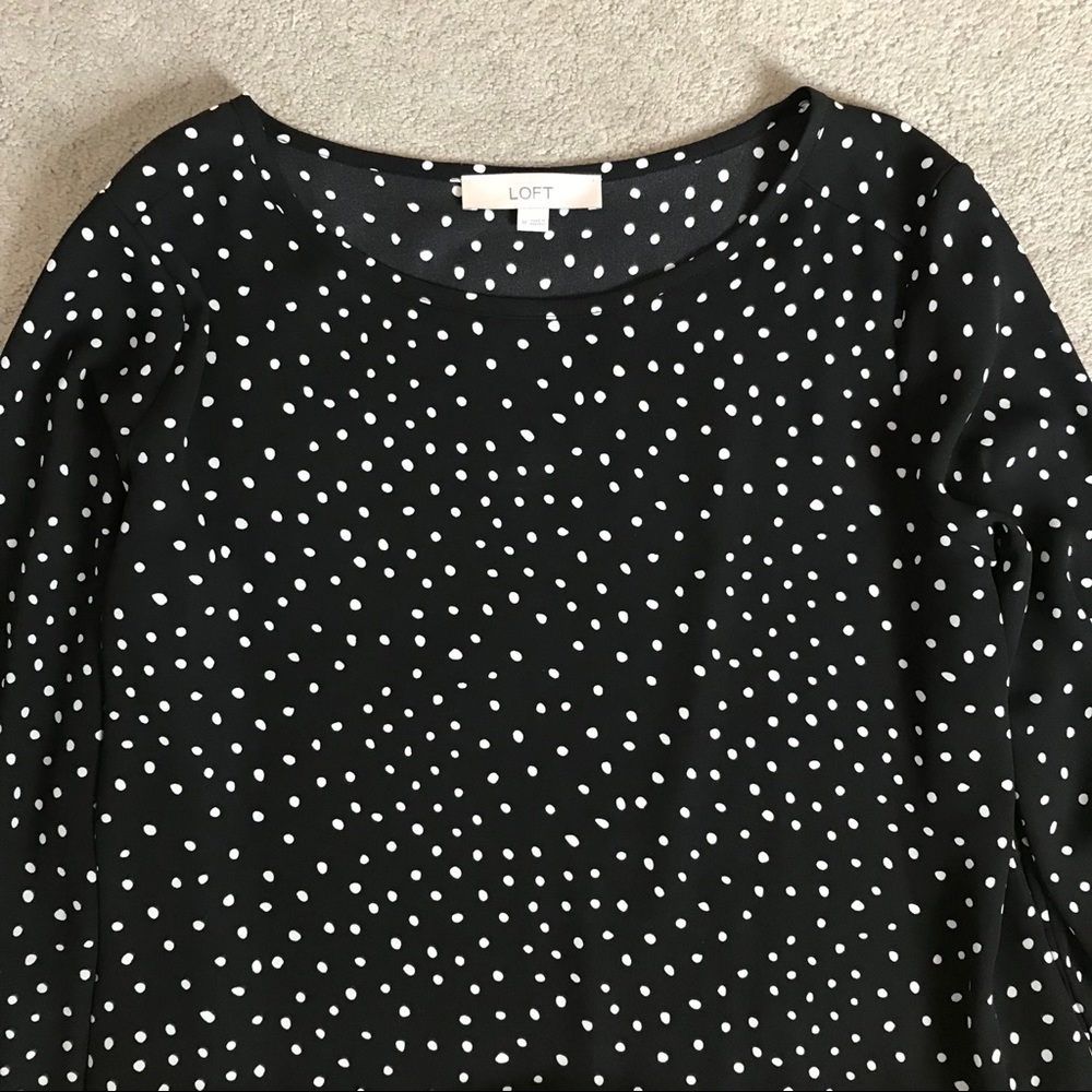 Loft peplum black white polka top size medium - Picture 2 of 3