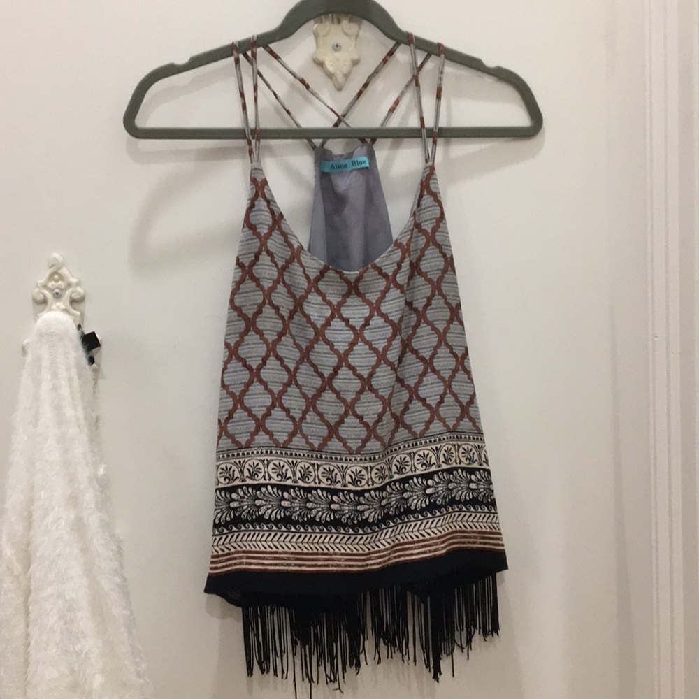 Alice Blue Summer Top Fringe Embellished