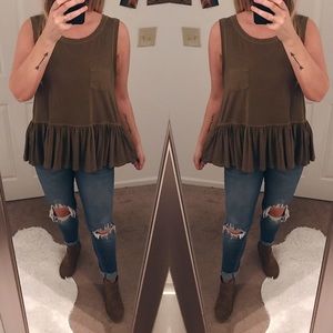 •Free People Olive Peplum•