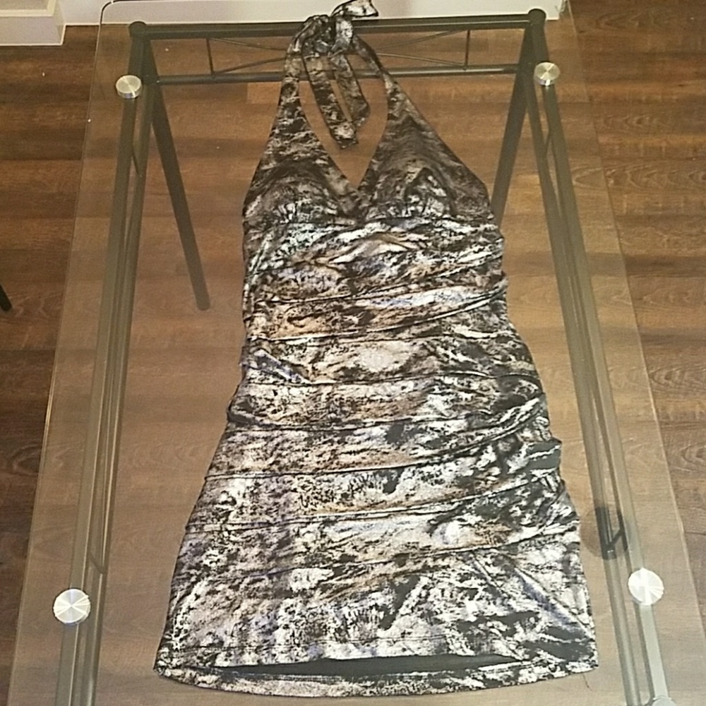 🔱Sexy Silver and Black Halter Dress🔱