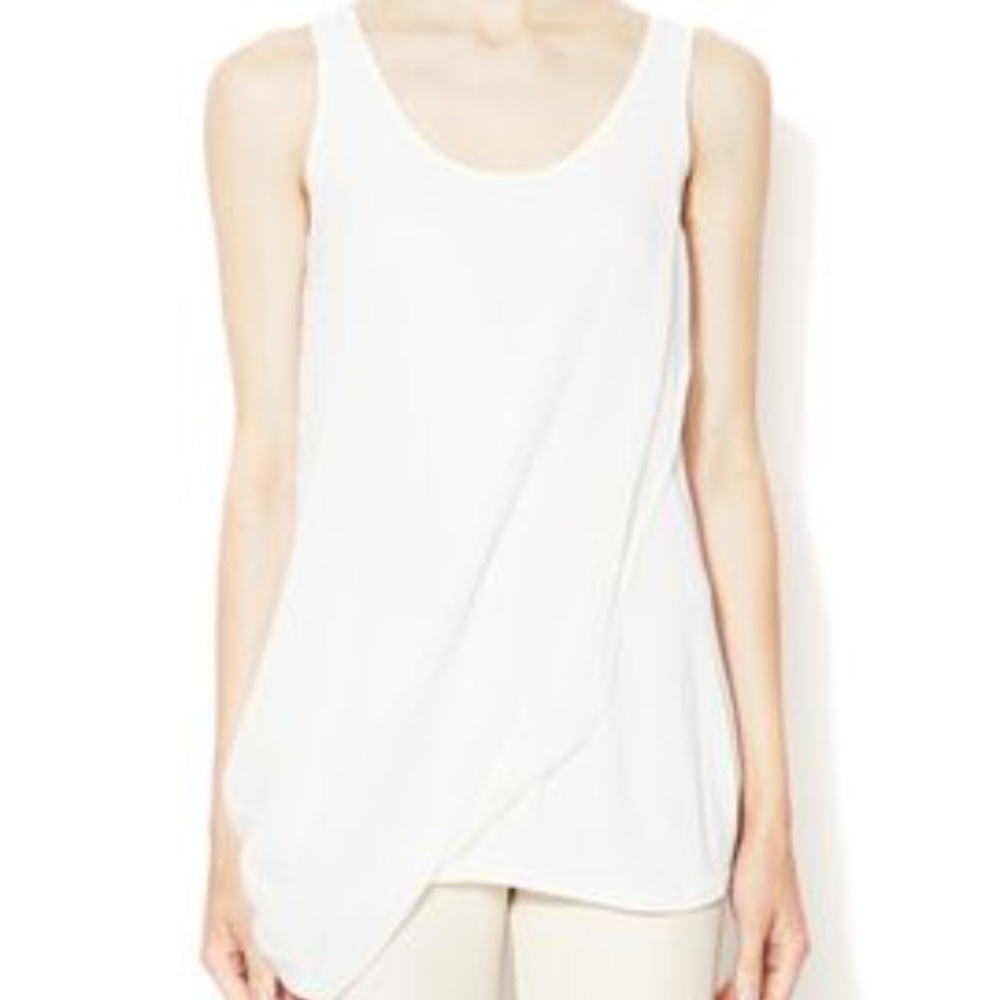 Gold hawk silk tunic tank with chiffon overlay