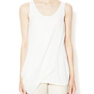 Gold hawk silk tunic tank with chiffon overlay