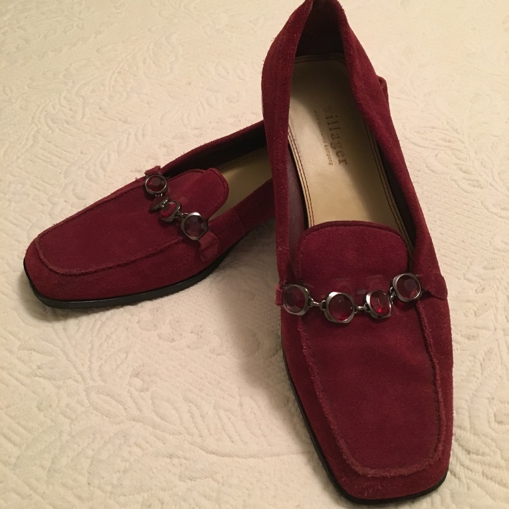 Liz Claiborne Villager Burgundy Suede Loafers