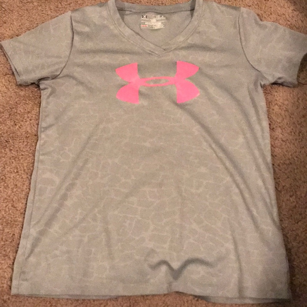 Grey and pick under armour T-shirt