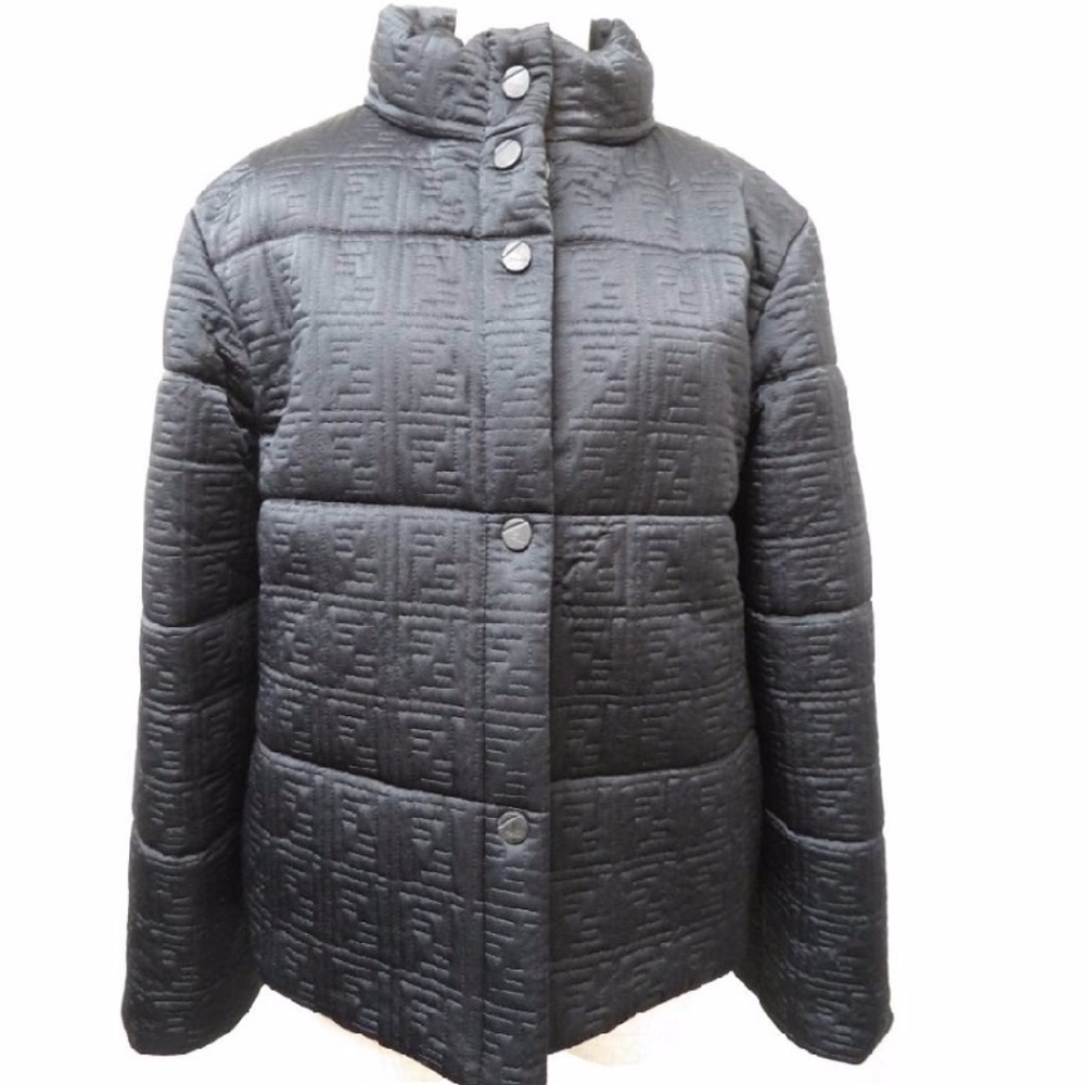 Fendi Black Zucca Monogram Winter Coat