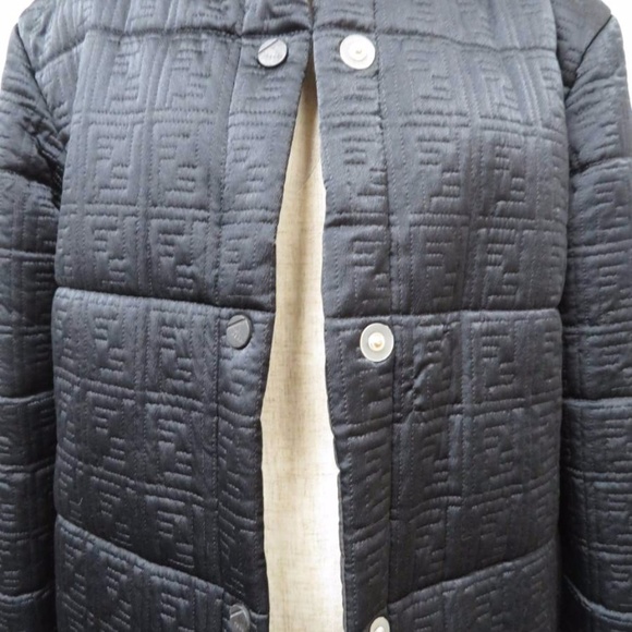 Fendi | Jackets & Coats | Fendi Black Zucca Monogram Winter Coat | Poshmark