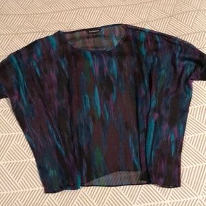 Multi-colored sheer dolman top