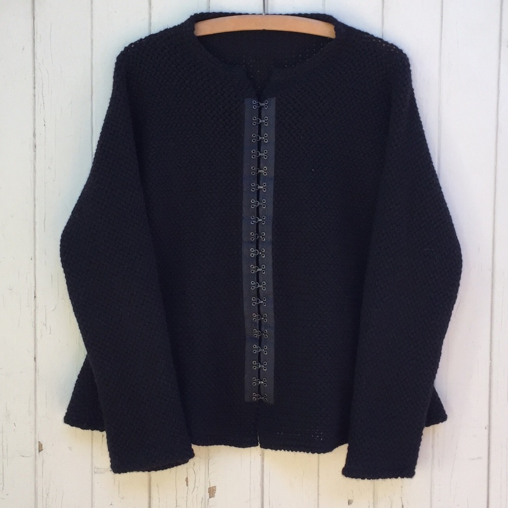 Babette SF black angora blend hook & eye cardigan