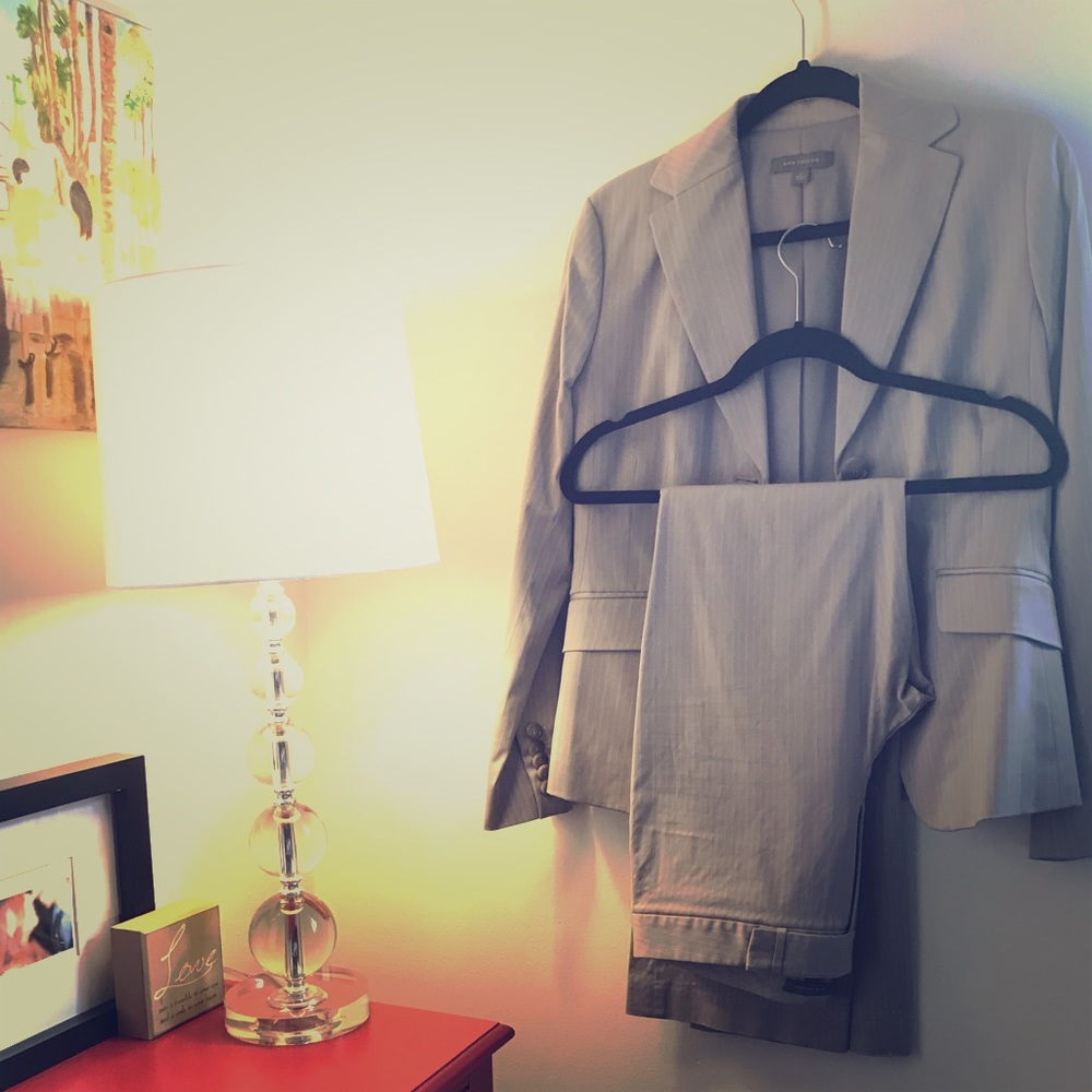 Ann Taylor Suit Grey Pinstripe