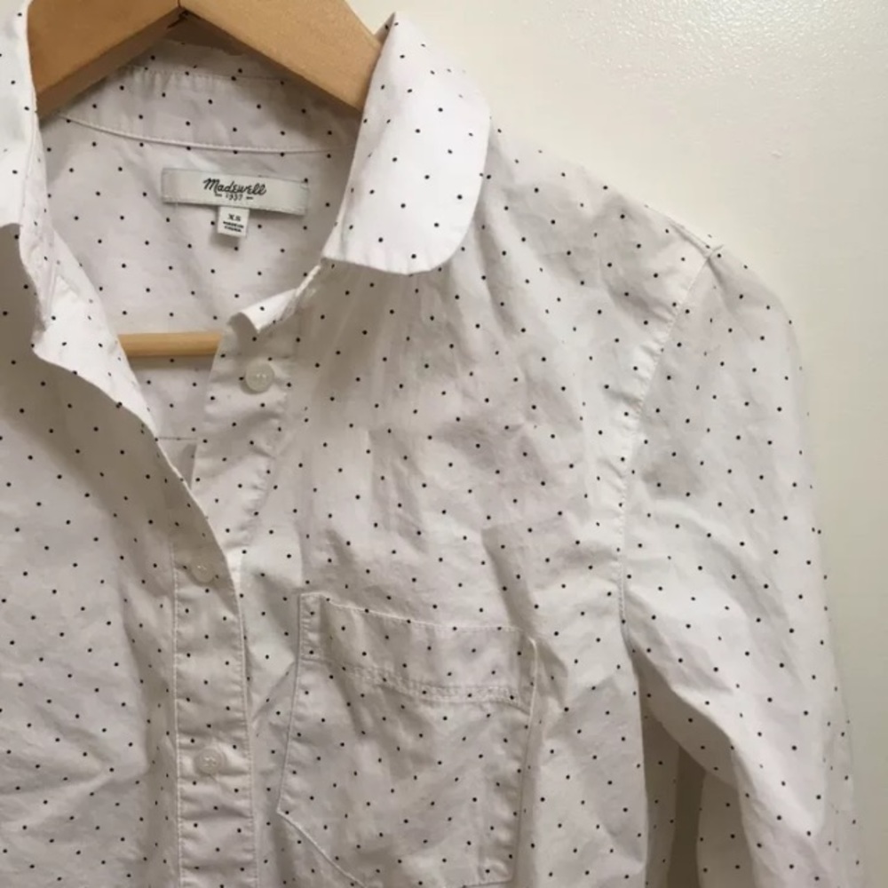 Madewell button down black polka dot