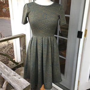 Lularoe Amelia Blue and Green Babydoll Dress