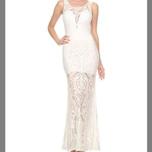 White Illusion Sweetheart Maxi Dress