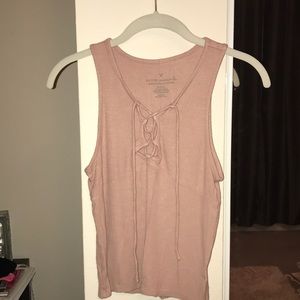 Light Pink Lace Up Tank