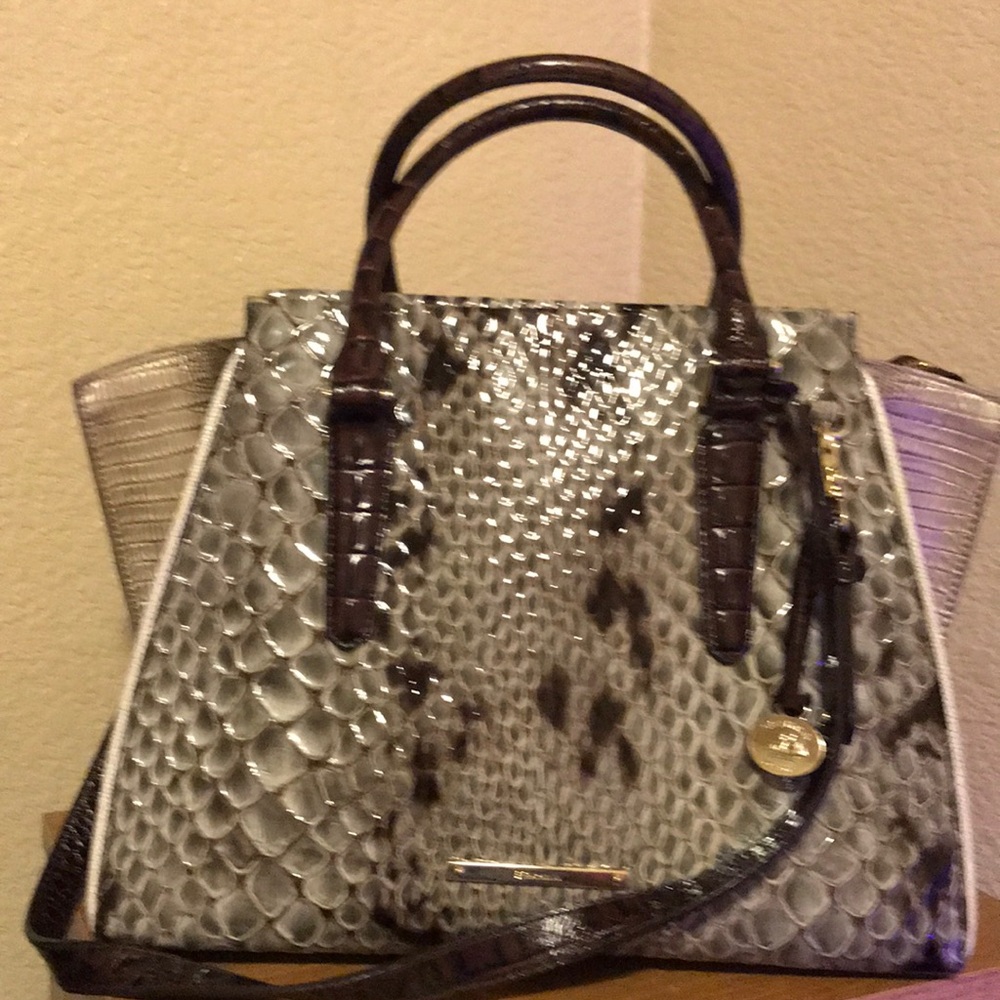Brahmin Priscilla Stone Grey Satchel NWOT
