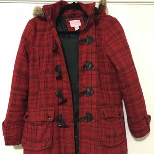 Girls red plaid coat