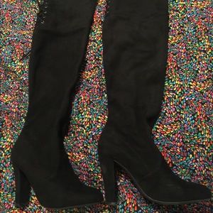 Black Suede Steve Madden Over the Knee Boot