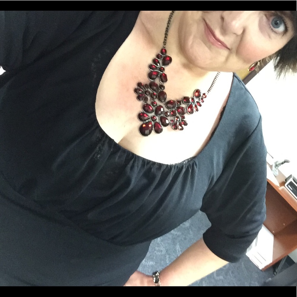 Black, scoop neck blouse