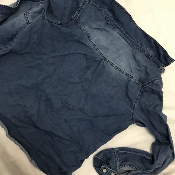 Faux denim button up - Picture 1 of 3