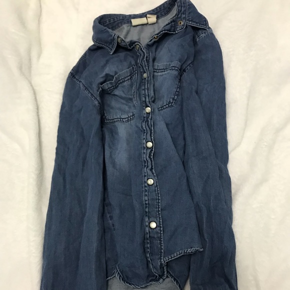 Faux denim button up - Picture 2 of 3
