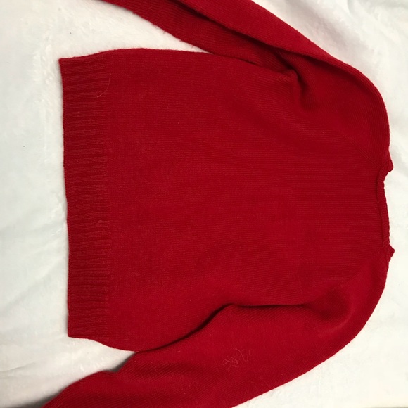 Red v neck knit sweater - Picture 4 of 4