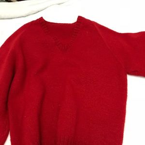 Red v neck knit sweater