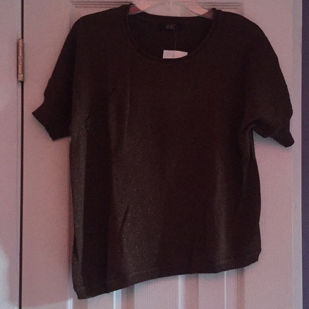 MWT Veeko Asymmetrical sweater brown sparkle M