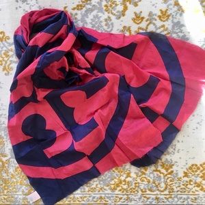 Tory Burch T-logo scarf in purple and pink magenta