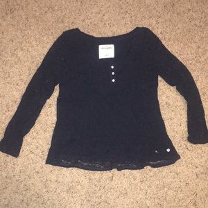 Girls medium Abercrombie navy blue lace top