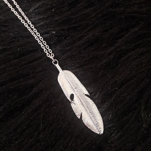 Silver feather necklace