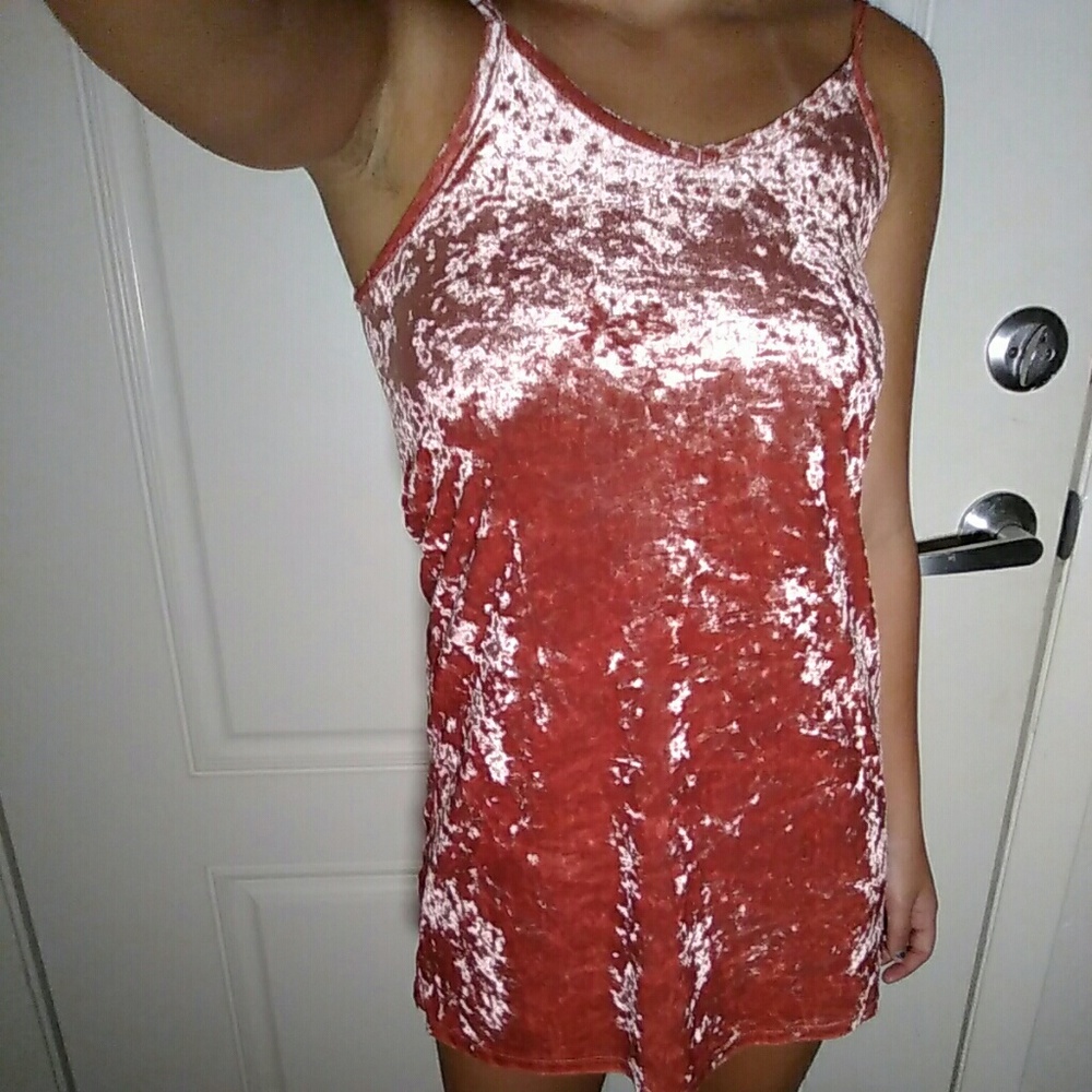 Pink crushed velvet mini dress
