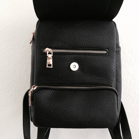 Vegan Leather Mini Backpack - Black - Picture 4 of 6