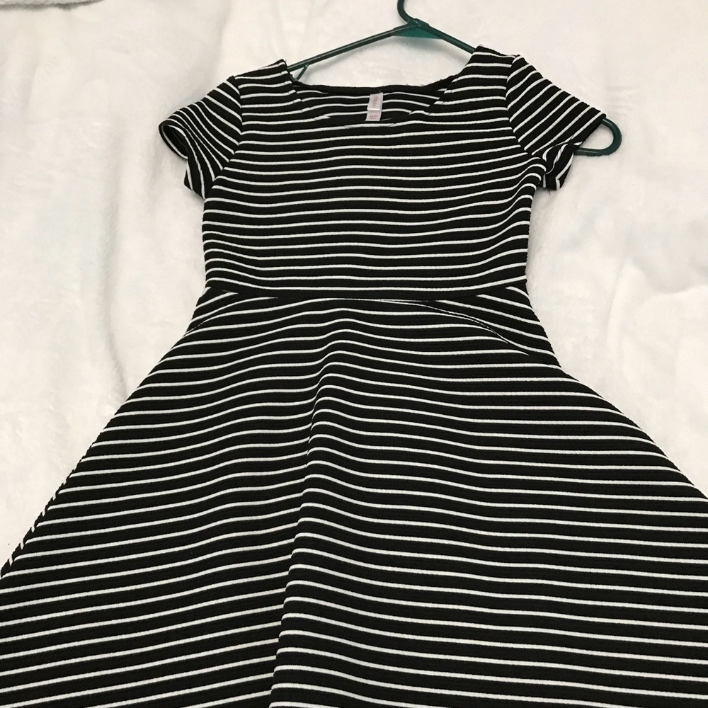 Black and white striped skater type of dress