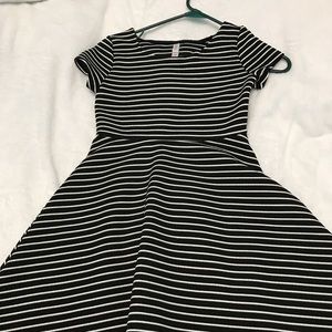 Black and white striped skater type of dress
