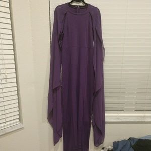 Purple formal cape maxi dress