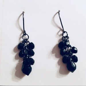 WHBM black crystal and gunmetal cluster earrings