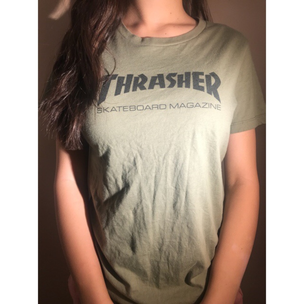 Camo green Thrasher t-shirt women’s Medium