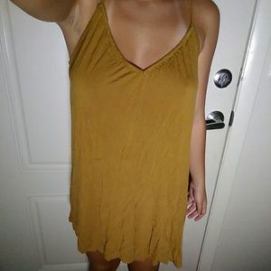 Mustard color mini flowy dress