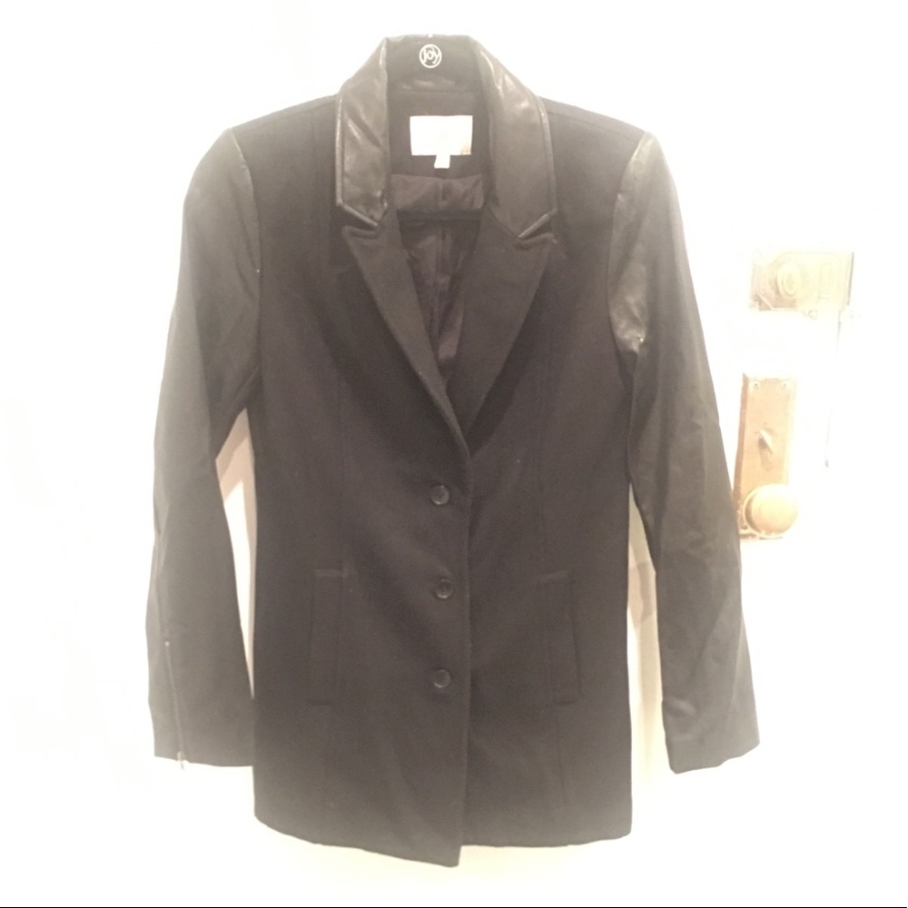 Pea Coat with leather details