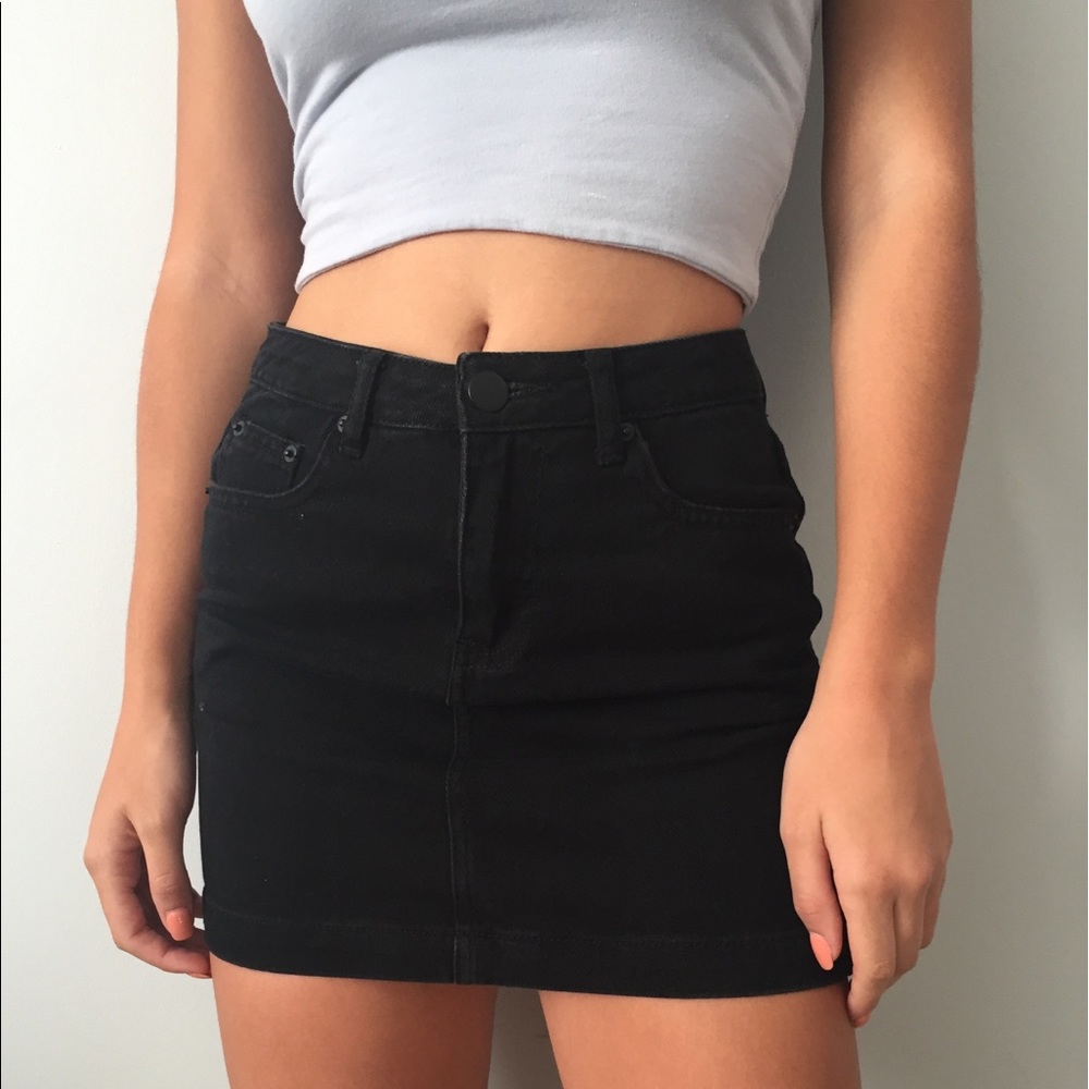 black denim skirt