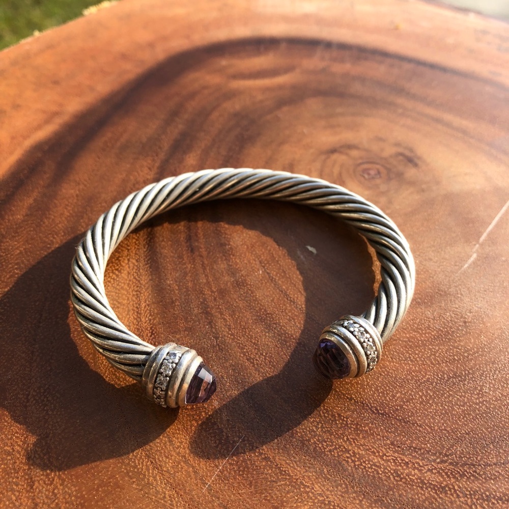 David Yurman silver and amethyst bracelet