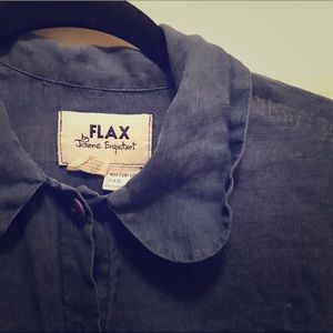 Flax 100% Linen Vintage Blue Top