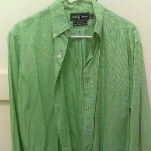 Ralph Lauren Green Plaid Long Sleeve 14 1/2 - 32 - Picture 1 of 3