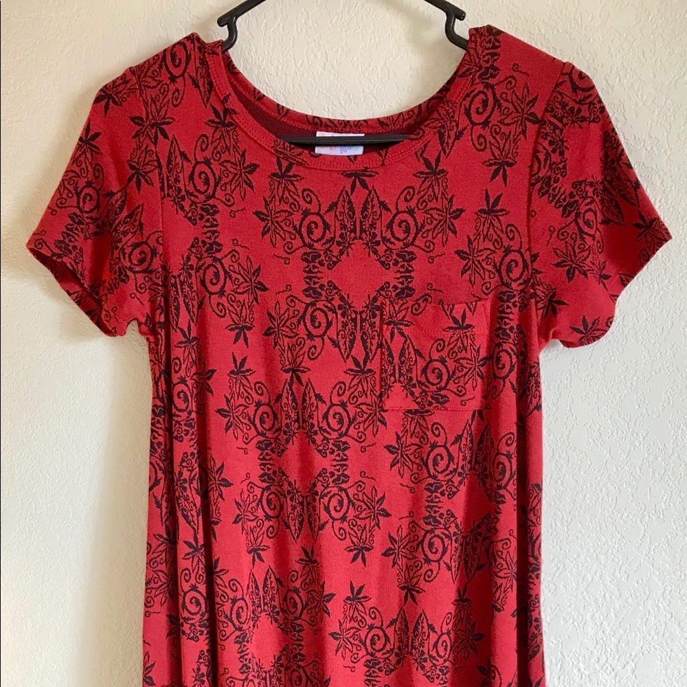 LuLaRoe XXS Red Carly With Black Design Jacquard