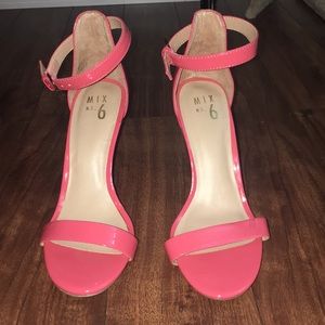Mix No 6 salmon colored heels with ankle strap