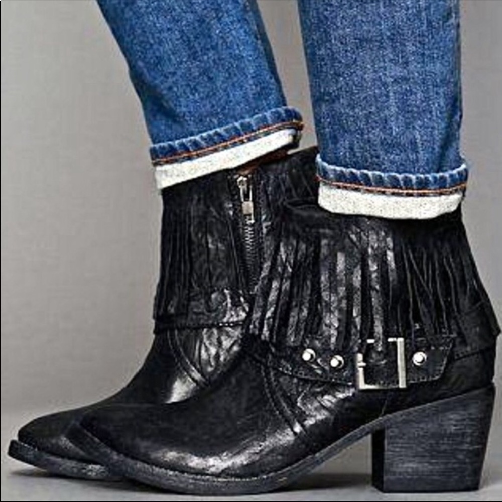 Free People + Faryl Robin Fringe Ankle Boots; 8