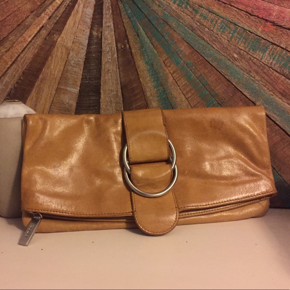 Hobo genuine leather fold-over clutch