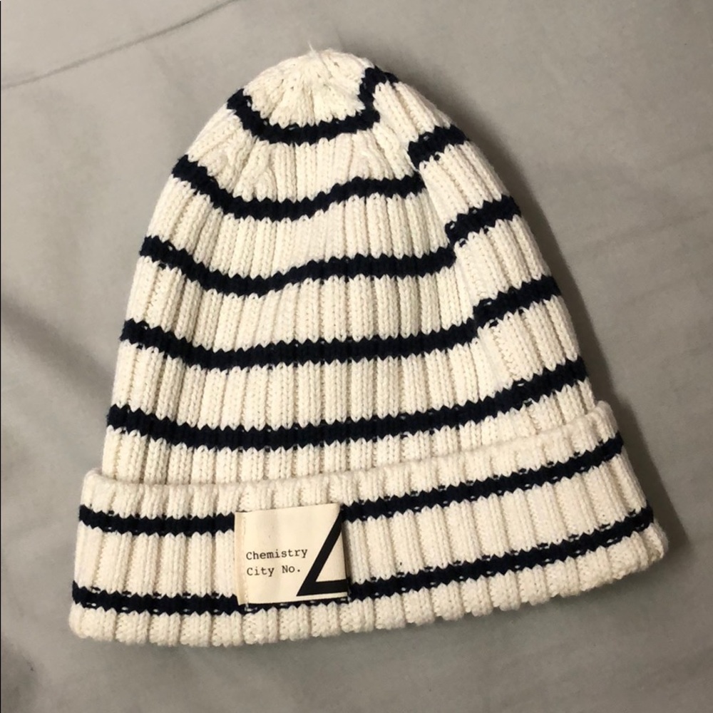 H&M Black & White Striped Beanie
