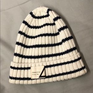 H&M Black & White Striped Beanie