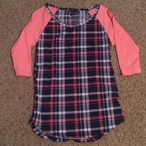 Rue 21 xs plaid 3/4sleeve top