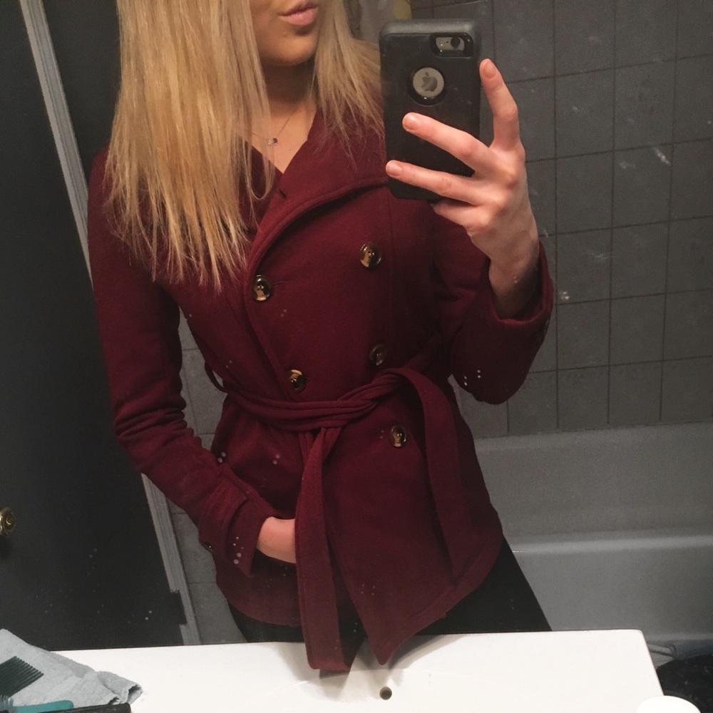 Maroon peacoat